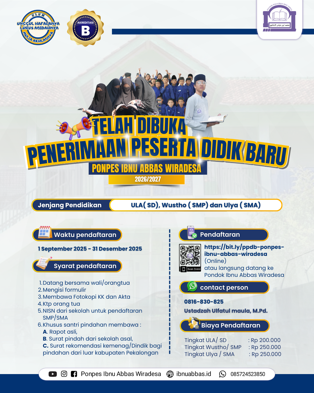 Penerimaan Santri Baru Tahun Ajaran 2026/2027